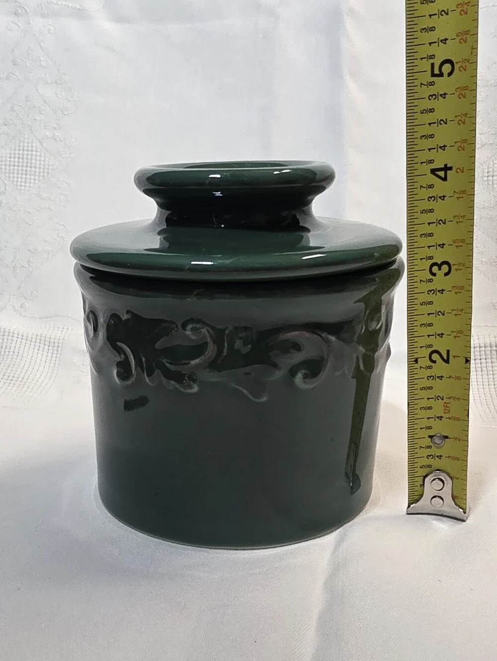 Forest Green Ceramic Butter Bell | French Butter Keeper Crock